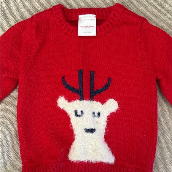 Red Reindeer Sweater and Striped Pants Set- Hanna Andersson - Picture 4 of 8